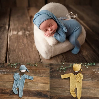 1 Комплект, комбинезон для фотосессии с детскими ножками, пижама, Сонная шапочка, Вязаная одежда с рукавами Bebe, Реквизит для Фотосъемки новорожденных, Комбинезон