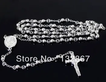 1 шт. цепочка для четок из нержавеющей стали, ожерелье с шариковым крестом 4 мм для мужчин и женщин, ювелирные изделия, бесплатная доставка