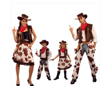 2015 Горячие детские костюмы COS, костюм для Хэллоуина, ковбойский костюм для мальчиков и девочек, мужская женская одежда