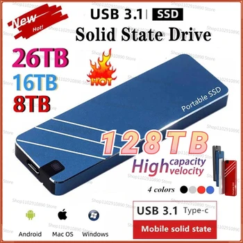 2023 64 ТБ Мини Портативный SSD 8 ТБ Type-C/USB3.1 Внешний мобильный твердотельный накопитель Высокоскоростной 4 ТБ 16 ТБ Жесткий диск для ноутбука