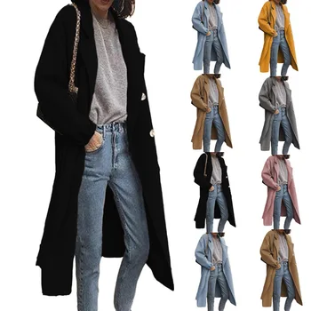 2023 Новое осенне-зимнее пальто Wiool для женщин, модные однотонные Тонкие пальто и куртки с длинными рукавами для женщин
