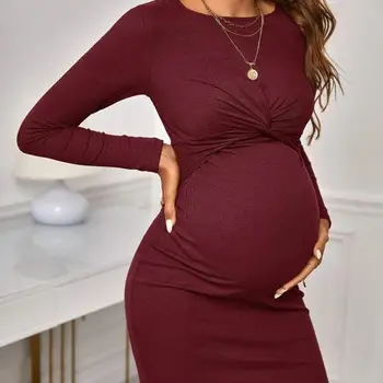 2023 Сексуальное Женское платье для беременных Повседневное Однотонное Платье на бретелях с круглым вырезом Для беременных Летние Сексуальные Облегающие Платья vestido