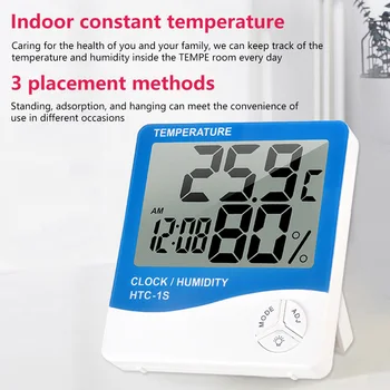 3 в 1 ЖК-Электронный Цифровой Измеритель температуры И влажности, Будильник, Внутренний и Наружный Термометр, Гигрометр, Метеостанция, часы