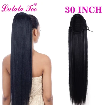 30-дюймовый длинный Шелковистый прямой конский хвост Для женщин, Синтетический накладной Шиньон, конский хвост, обернутый вокруг заколки для наращивания волос