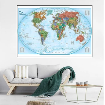 90*60 см Политическая карта мира, холст, картина, Современный настенный художественный Плакат для украшения гостиной, Украшения дома, Школьные принадлежности