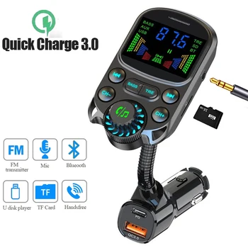 Bluetooth 5,3 Автомобильный Беспроводной FM-передатчик Радиоадаптер Aux Поддерживает PD QC3.0 Быструю Зарядку Без потерь MP3 Музыкальный Плеер Автомобильный Комплект