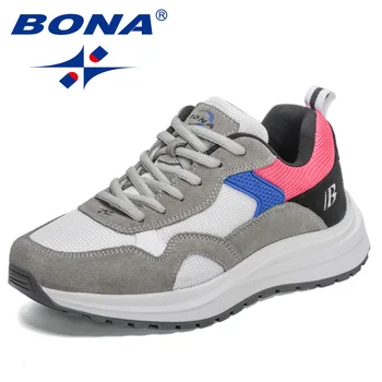 BONA 2023/ Новые дизайнерские Легкие кроссовки для бега Для женщин, повседневные сетчатые кроссовки на шнуровке, Женская спортивная обувь для активного отдыха, Женская