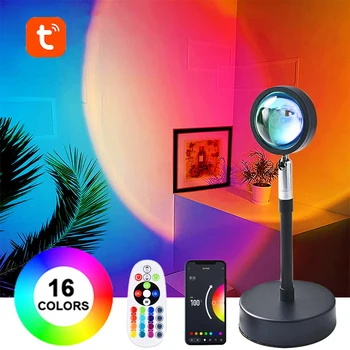 CoRui Tuya 16 Цветов Bluetooth Лампа для заката Проектор RGB Led Ночник Smart APP Пульт дистанционного управления Декор Спальня Фотография Подарок