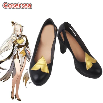 Cosersea Game Genshin Impact Ningguang/ Обувь для Косплея; Женская Или мужская Обувь на высоком каблуке; Женская Черная обувь из искусственной кожи смешанного золотистого цвета на Хэллоуин;