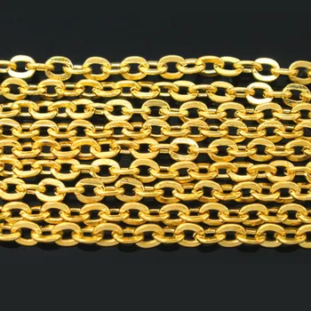 Doreen Box Lovely 10 м, цепочка из звеньев золотистого цвета, 3x2,5 мм (B05599)