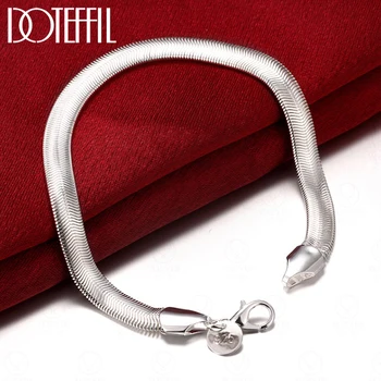DOTEFFIL 925 стерлингового серебра 6 мм боковая цепь змея браслет для женщин свадьба обручальное ювелирные украшения мода 