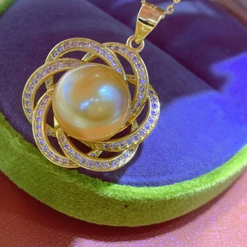 HENGSHENG, чистое серебро 925 пробы, натуральный Океанский золотой жемчуг 11-12 мм, ожерелья с подвесками для женщин, ювелирные изделия из тонкого жемчуга