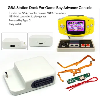 Hispeedido Обновленные комплекты док-станций GBA, мод для зарядки GBA Type-C, подключение 2 контроллеров, док-станция для плеера для Gameboy Advance