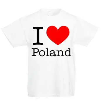 I Love Poland/ Детская футболка для мальчиков и девочек, топ Унисекс, Польская футболка из хлопка для мужчин