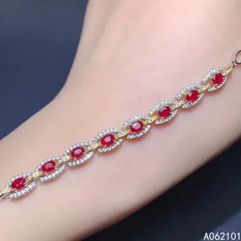 KJJEAXCMY изысканные ювелирные изделия S925 из стерлингового серебра с инкрустацией натуральным рубином для девочек, изысканный браслет для рук, тестовый китайский стиль с коробкой