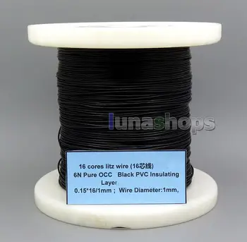 LN005661 16 жил литц провода Чистый OCC черный ПВХ изоляционный слой 0,15 * 16/1 мм Диаметр провода: 1 мм