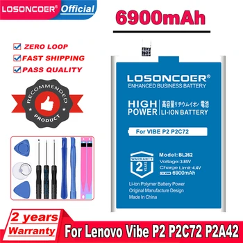LOSONCOER 6900 мАч BL262 Аккумулятор Для Lenovo Vibe P2 p2a42 P2a40 p2c72 C72 A42 Аккумулятор мобильного телефона + Быстрое Поступление