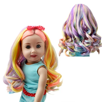 MUZIWIG 18-дюймовый американский кукольный Парик для волос, Длинные Вьющиеся волосы, аксессуары для куклы 