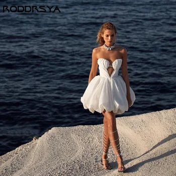 RODDRSYA Сексуальные пляжные свадебные платья 2023 на заказ, милая для свадебной вечеринки, мини-платья невесты на шнуровке с открытой спиной, с открытой спиной, с открытой спиной