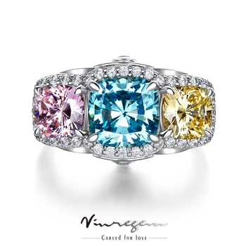 Vinregem 18-Каратный позолоченный цветной сапфир, обручальные кольца с драгоценными камнями для женщин, серебро 925 пробы, изысканные ювелирные изделия, Прямая доставка