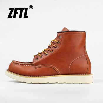 ZFTL, мужские повседневные ботинки в американском ретро стиле, Повседневные кожаные зимние ботинки Crazy Horse, Винтажные мужские ботильоны на шнуровке