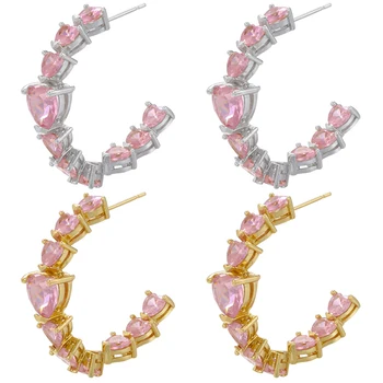 ZHUKOU Золотые серьги-гвоздики в форме сердца для женщин, большие серьги-гвоздики с кристаллами в форме сердца, модные вечерние украшения оптом VE617