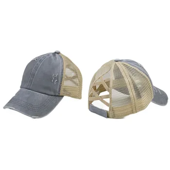 Бейсбольная кепка с перекрестным хвостом, модные нищие носят шляпу с хвощом, чтобы переделать старую кепку с дырками, шляпу с дышащей сеткой