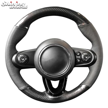 Блестящая пшенично-черная Крышка рулевого колеса автомобиля из искусственной кожи и углеродного волокна для Mini Coupe 2016