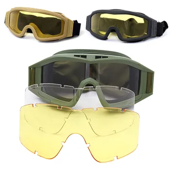 Велосипедные очки UV400 с 3 линзами Ветрозащитные Пылезащитные Мужские Женские солнцезащитные очки Спорт на открытом воздухе Бег Рыбалка Тактические велосипедные очки