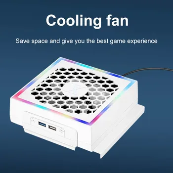 Вентилятор охлаждения игровой консоли для Xbox Series S, верхняя пылезащитная крышка, 3-ступенчатая регулируемая Система охлаждения вентилятора, 2 USB RGB подсветки для дыхания