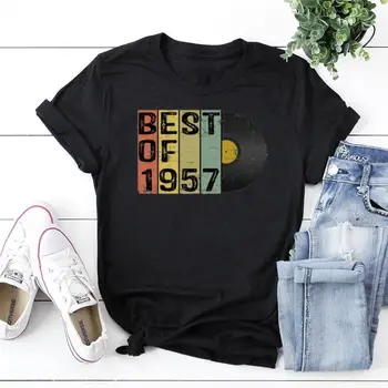 Винтажная Лучшая рубашка 1957 года, Рубашка на 66-й день Рождения Для мужчин и женщин, Подарок для Него, Для вечеринки в стиле Ретро из 100% хлопка, Уличная одежда Унисекс y2k