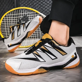 Высококачественная теннисная обувь Унисекс 2023, Модная мужская обувь для бадминтона на нескользящей шнуровке, Комфортная дышащая мужская обувь для настольного тенниса