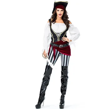 Высококачественные сексуальные женские пиратские костюмы для взрослых, сценическое представление на Хэллоуин, пиратский костюм для косплея