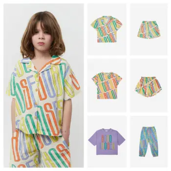 Детская футболка 2023, Весенне-летние футболки, Длинные брюки, Рубашки и шорты для мальчиков и девочек, Комплект Camisas Y Blusas, одежда для девочек