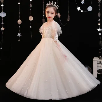 Детское платье с цветочным рисунком для девочек, юбка принцессы