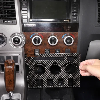 Для Toyota Tundra 2007-13 наклейка панели переключателя регулировки кондиционера пикапа из мягкого углеродного волокна