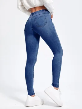 Женские джинсовые брюки, летние Модные повседневные уличные джинсы для пригородных поездок, узкие джинсовые брюки-карандаш с высокой талией