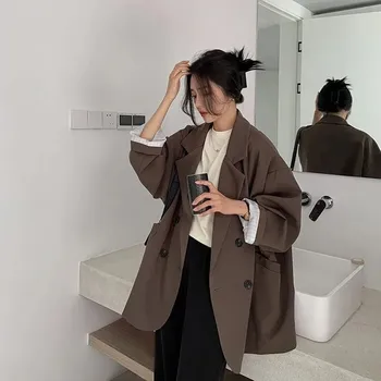 Женский блейзер, пальто, Весенне-осенняя модная корейская версия, Свободное пальто, Офисная рабочая одежда, Изящная осенняя куртка для женщин NS5612
