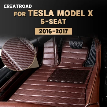 Изготовленные на заказ коврики из углеродного волокна для Tesla MODEL X (пятиместные) 2016 2017, ковровое покрытие для ног, аксессуары для интерьера автомобиля