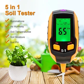 Измеритель PH/влажности/температуры почвы 4/5 в 1/ Монитор датчика освещенности/влажности окружающей среды для садовых растений
