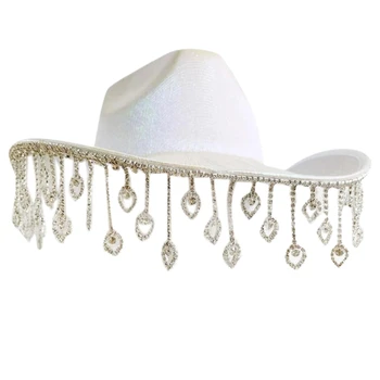 Ковбойская шляпа с мерцающими стразами для девичника Ультра-мигающие стразы Западная ковбойская шляпа для невесты НОВАЯ