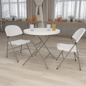 Круглый гранитный столик из белого пластика длиной 2,63 фута