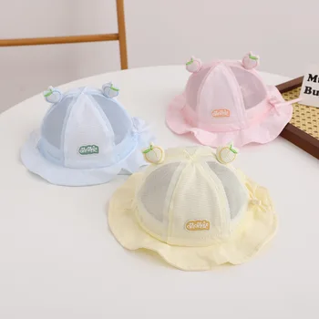 Летние детские сетчатые шапочки с утиным язычком, тонкие детские кепки для кондиционирования воздуха, бейсболки для мальчиков и девочек, милые солнцезащитные кепки-ведро для девочек