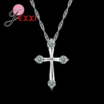 Лучший Подарок для Влюбленных, простая элегантная цепочка из стерлингового серебра 925 пробы, ожерелье с крестом для женщин, лучший подарок, бесплатная доставка