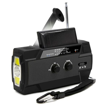 Многофункциональное радио с ручной рукояткой, солнечное динамо-радио с питанием от AM/ FM/ WB, погодное радио со светодиодной подсветкой 4000 мАч