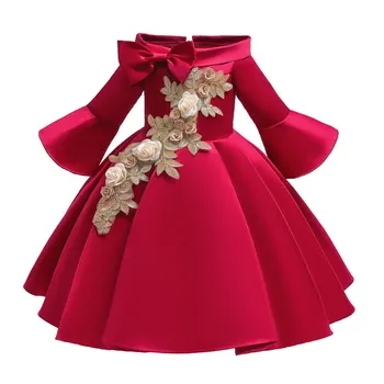 Модные платья с цветочным узором для девочек на Свадьбу, однотонная детская одежда, Платья для девочек, Длинная детская одежда, платье принцессы