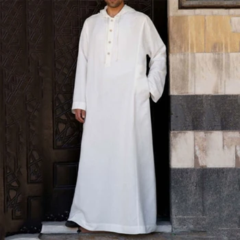 Мусульманская мужская рубашка Eid Middle East Jubba Thobe С Длинными рукавами Мусульманский халат