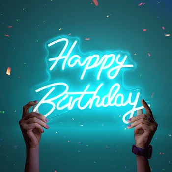 Неоновая вывеска Happy Birthday 42x30 см, световая вывеска для украшения вечеринки по случаю Дня рождения, питание от USB для маленьких детей, подарок на заказ, светодиодная световая вывеска