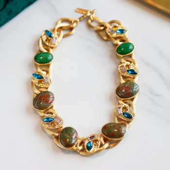 Неподвластное времени Чудо, Винтажное ожерелье из гео натурального камня, эффектное ожерелье для женщин, Дизайнерские украшения, готический подиум, Модный Редкий ретро Топ 4022