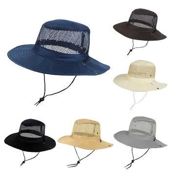 Новая Сетчатая кепка рыбака, летняя шляпа, Рыбалка, Треккинг, Открытый пляж, Приморский солнцезащитный козырек, Дышащая Складная панама для мужчин и женщин